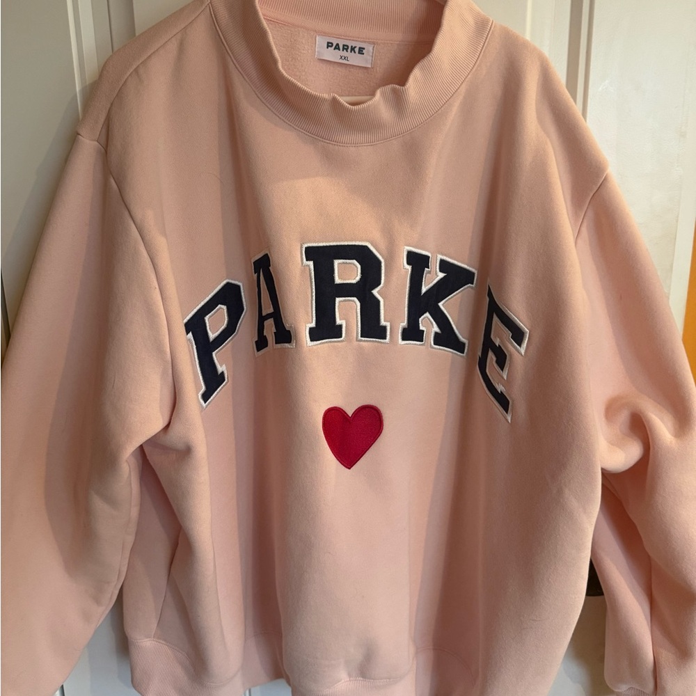 Parke Women’s Valentines Pink Heart Crewneck Sweatshirt